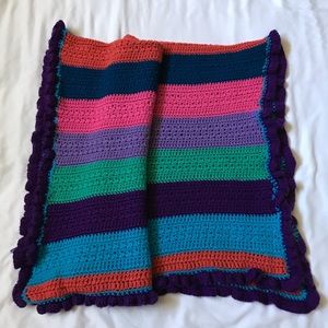 Vintage handmade crochet Afghan blanket throw